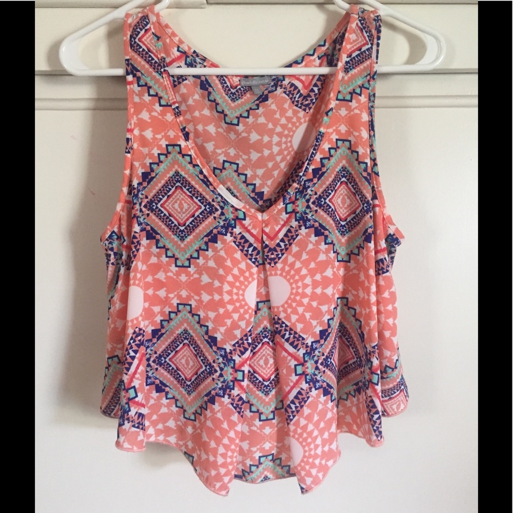 Charlotte Russe Pink Tank Top with Aztec Print